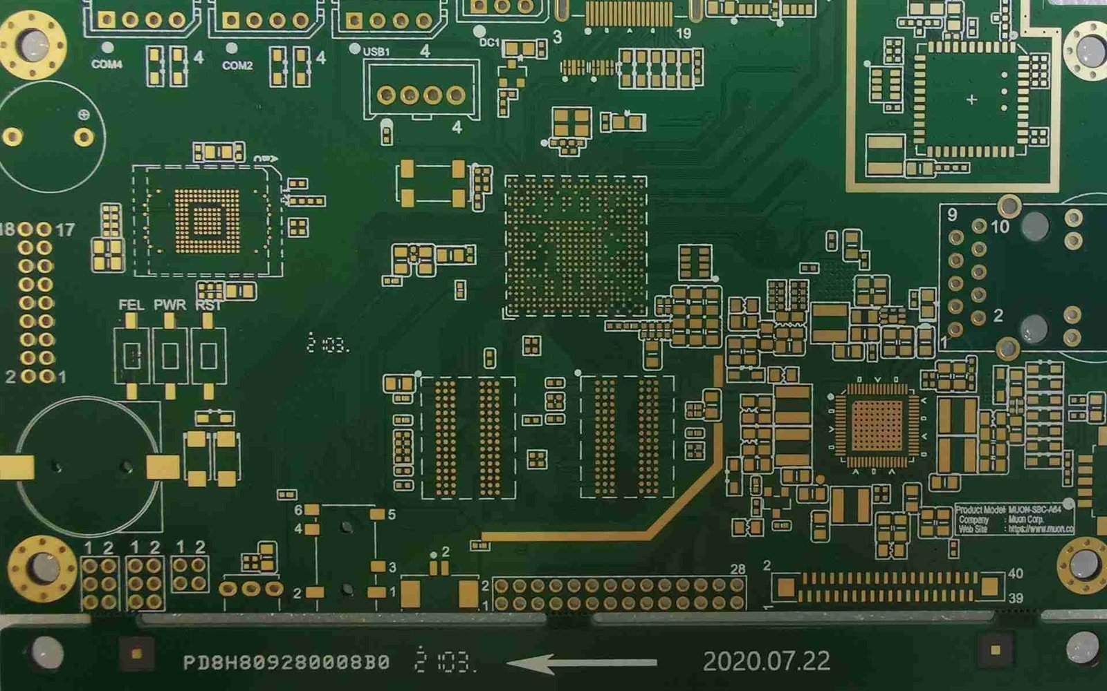 Dense circuit board layout | GlobalWin Green bare circuit board with dense copper traces and component footprints